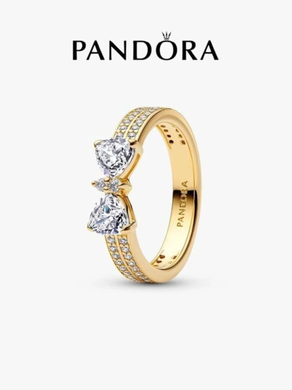Pandora Sparkling Bow Double-row Ring
